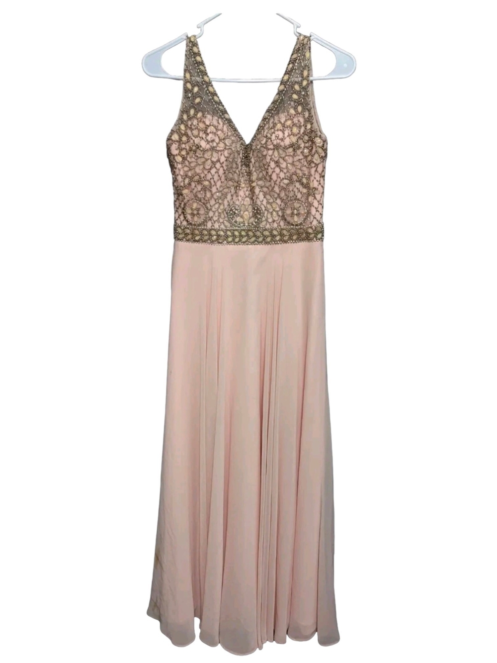 Glow Prom Dress Gown  Formal Full Length Beaded Couture Style Size 0 XS